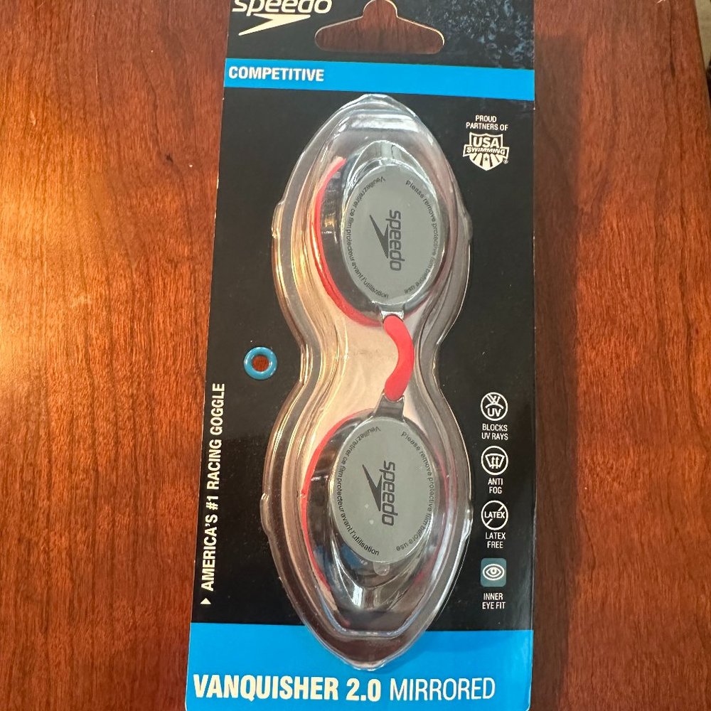 NWT Speedo Vanquisher 2.0 Mirrored Racing Swim Goggles